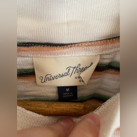 Universal Thread- Mock Neck, Striped, Cropped Tee - Picture 2 of 2